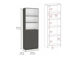 Biblioteca*TuHome Conjunto de estante de escritório em melamina de 3 peças com prateleiras e 2 portas, 180.6 cm X 188.4 cm X 29.9 cm, Multicolor Multicor