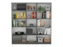 TuHome Conjunto de estantes para escritório em melamina de 3 peças com prateleiras, 180.6 cm X 170.6 cm X 29.9 cm , Multicolorido^ Biblioteca