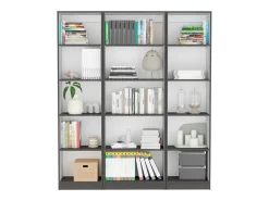 Hot TuHome Conjunto de estantes para escritório em melamina de 3 peças com prateleiras e 4 portas , 180.6 cm X 152.8 cm X 29.9 cm , Multicolor Multicor