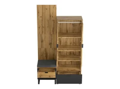 Conjunto de guarda-roupa com sapateira e almofadas, acessórios pendurados na frente, gavetas e prateleiras reguláveis Preto^ Móvel De Entrada
