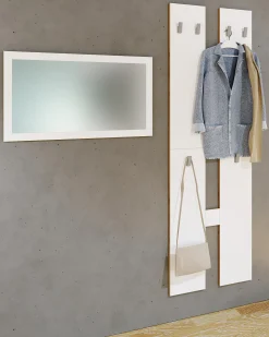 Móvel De Entrada*VCM Conjunto de guarda-roupa de madeira | Móveis de piso | Dimensões por painel: A. 140 x L. 57 x P. 2 cm | yes Painel 4 ganchos - Salia M (Branco) Multicor