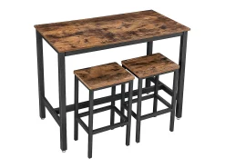 Discount Conjunto de mesa alta 120x60x90 cm castanho rústico alinru Preto / Castanho