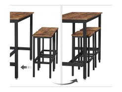Discount Conjunto de mesa alta 120x60x90 cm castanho rústico alinru Preto / Castanho