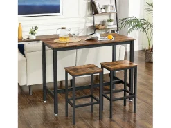 Discount Conjunto de mesa alta 120x60x90 cm castanho rústico alinru Preto / Castanho