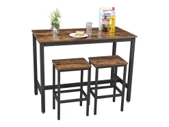 Discount Conjunto de mesa alta 120x60x90 cm castanho rústico alinru Preto / Castanho