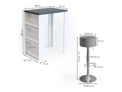 New Vicco Conjunto de mesa de bar antracite/branco 57x80x106 Cinza antracite