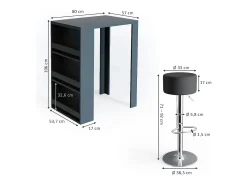 Discount Vicco Conjunto de mesa de bar antracite 57x80x106 Cinza antracite