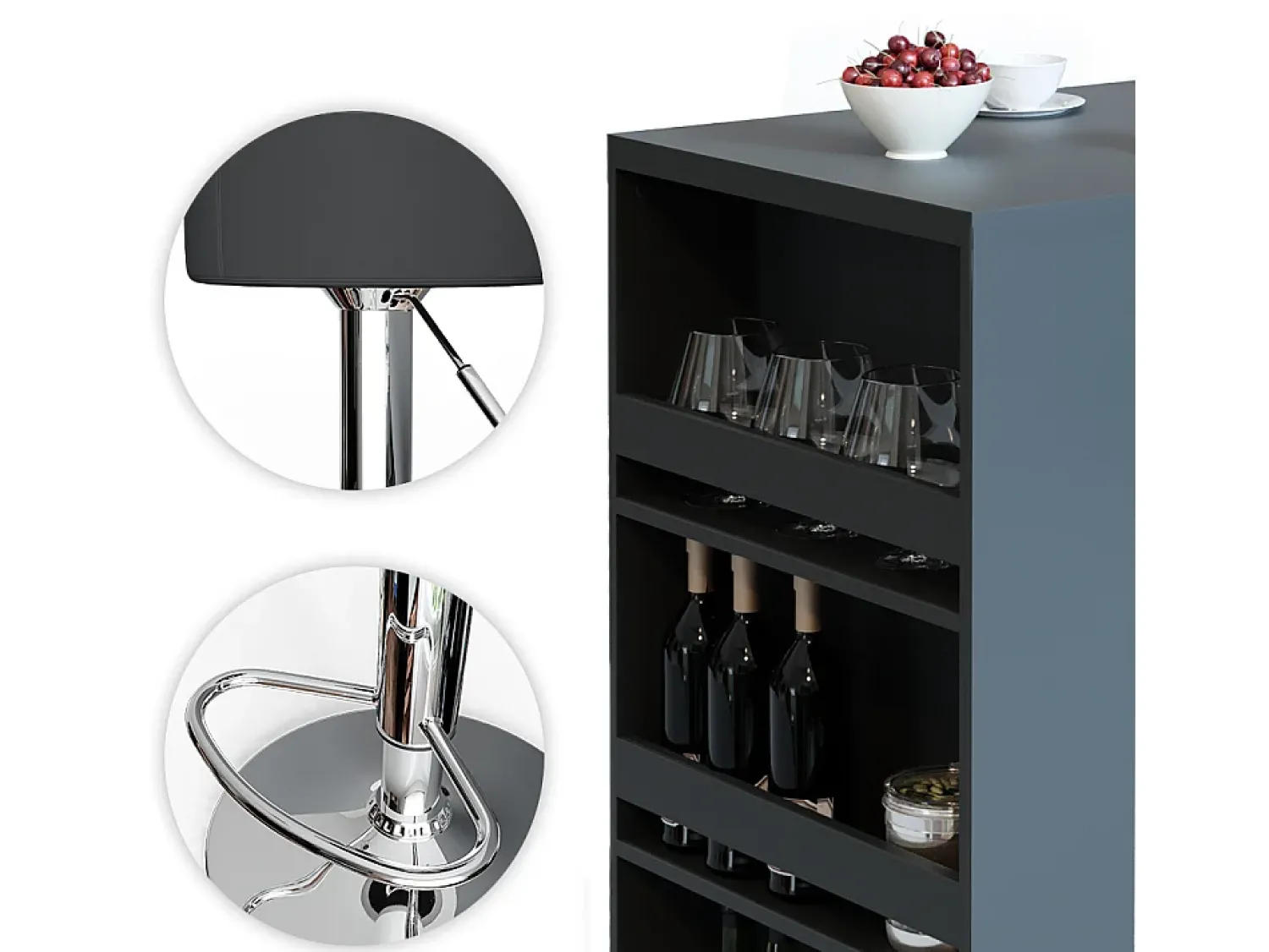 Discount Vicco Conjunto de mesa de bar antracite 57x80x106 Cinza antracite