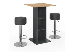 Vicco Conjunto de mesa de bar antracite 70x70x109 rodeo^ Móvel De Bar