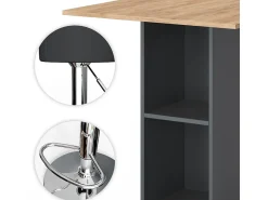 Vicco Conjunto de mesa de bar antracite 70x70x109 rodeo^ Móvel De Bar