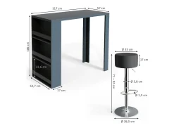 Clearance Vicco Conjunto de mesa de bar antracite 57x117x106 Cinza antracite