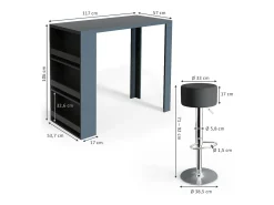 Clearance Vicco Conjunto de mesa de bar antracite 57x117x106 Cinza antracite
