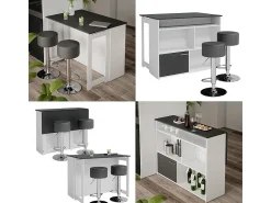 Móvel De Bar|Vicco Conjunto de mesa de bar antracite/branco 116x37x90.5 dominic Cinza antracite