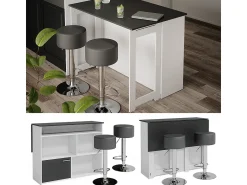Móvel De Bar|Vicco Conjunto de mesa de bar antracite/branco 116x37x90.5 dominic Cinza antracite