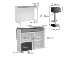 Móvel De Bar|Vicco Conjunto de mesa de bar antracite/branco 116x37x90.5 dominic Cinza antracite