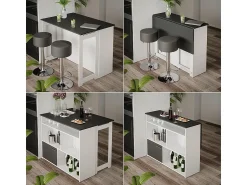 Móvel De Bar|Vicco Conjunto de mesa de bar antracite/branco 116x37x90.5 dominic Cinza antracite