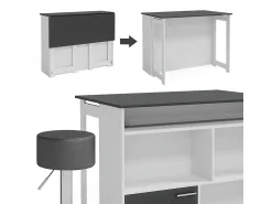 Móvel De Bar|Vicco Conjunto de mesa de bar antracite/branco 116x37x90.5 dominic Cinza antracite
