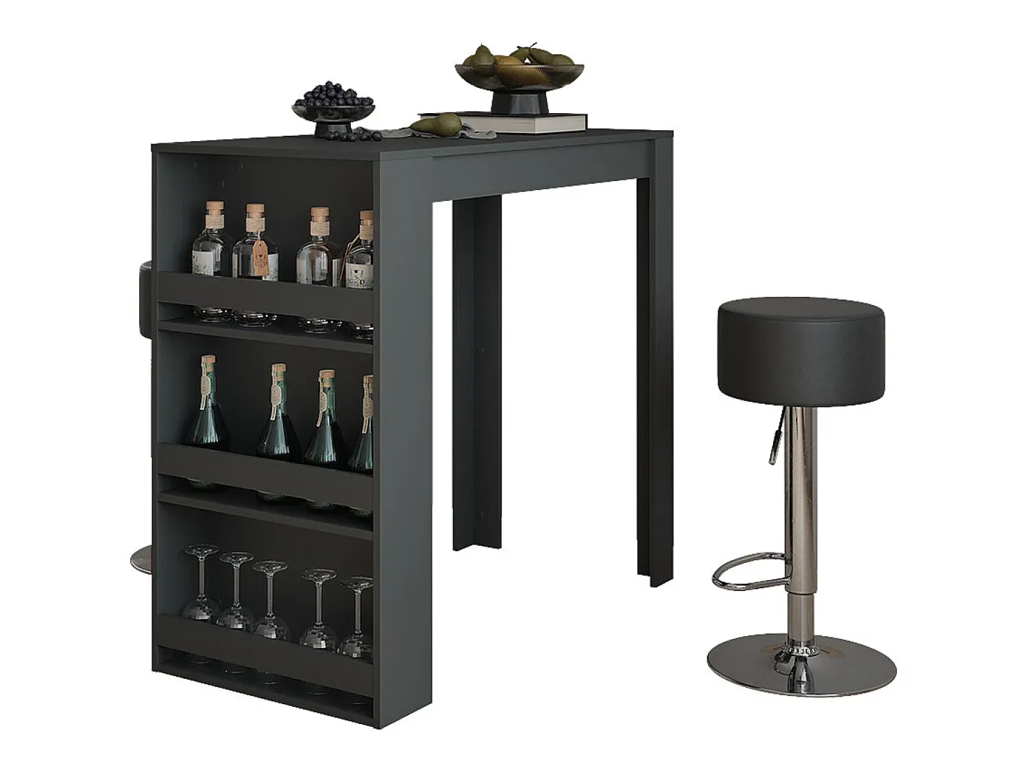 Móvel De Bar|Vicco Conjunto de mesa de bar antracite 57x117x106 repose Cinza antracite