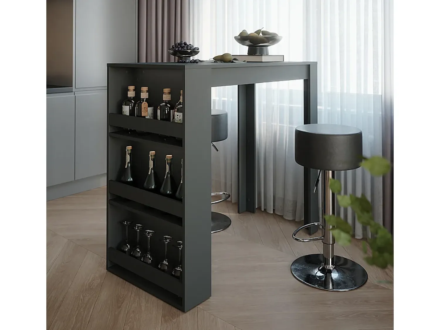 Móvel De Bar|Vicco Conjunto de mesa de bar antracite 57x117x106 repose Cinza antracite