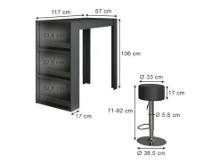 Móvel De Bar|Vicco Conjunto de mesa de bar antracite 57x117x106 repose Cinza antracite