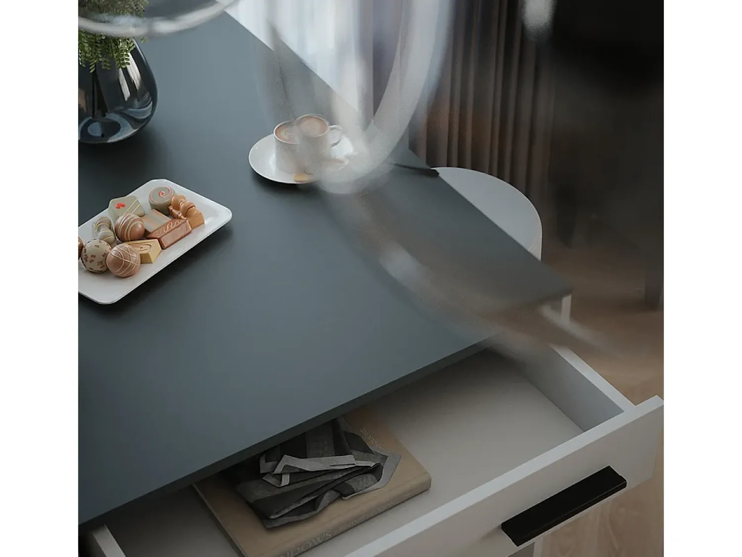 Móvel De Bar|Vicco Conjunto de mesa de bar branco/antracite 67x100x106 repose Cinza antracite