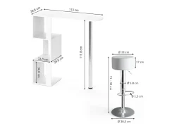 Vicco Conjunto de mesa de bar 113x39.8x111.8 vincent^ Móvel De Bar