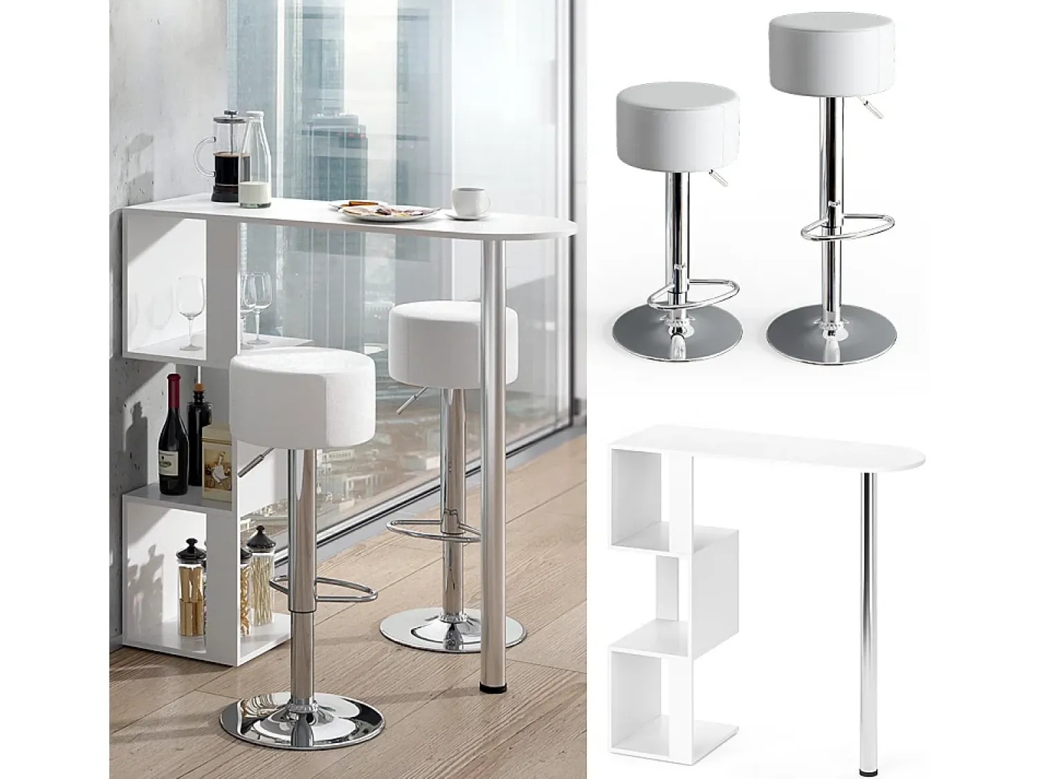 Vicco Conjunto de mesa de bar 113x39.8x111.8 vincent^ Móvel De Bar
