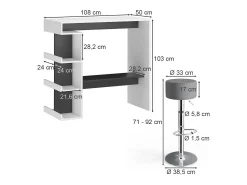 Móvel De Bar|Vicco Conjunto de mesa de bar 108x50x103 dana Branco
