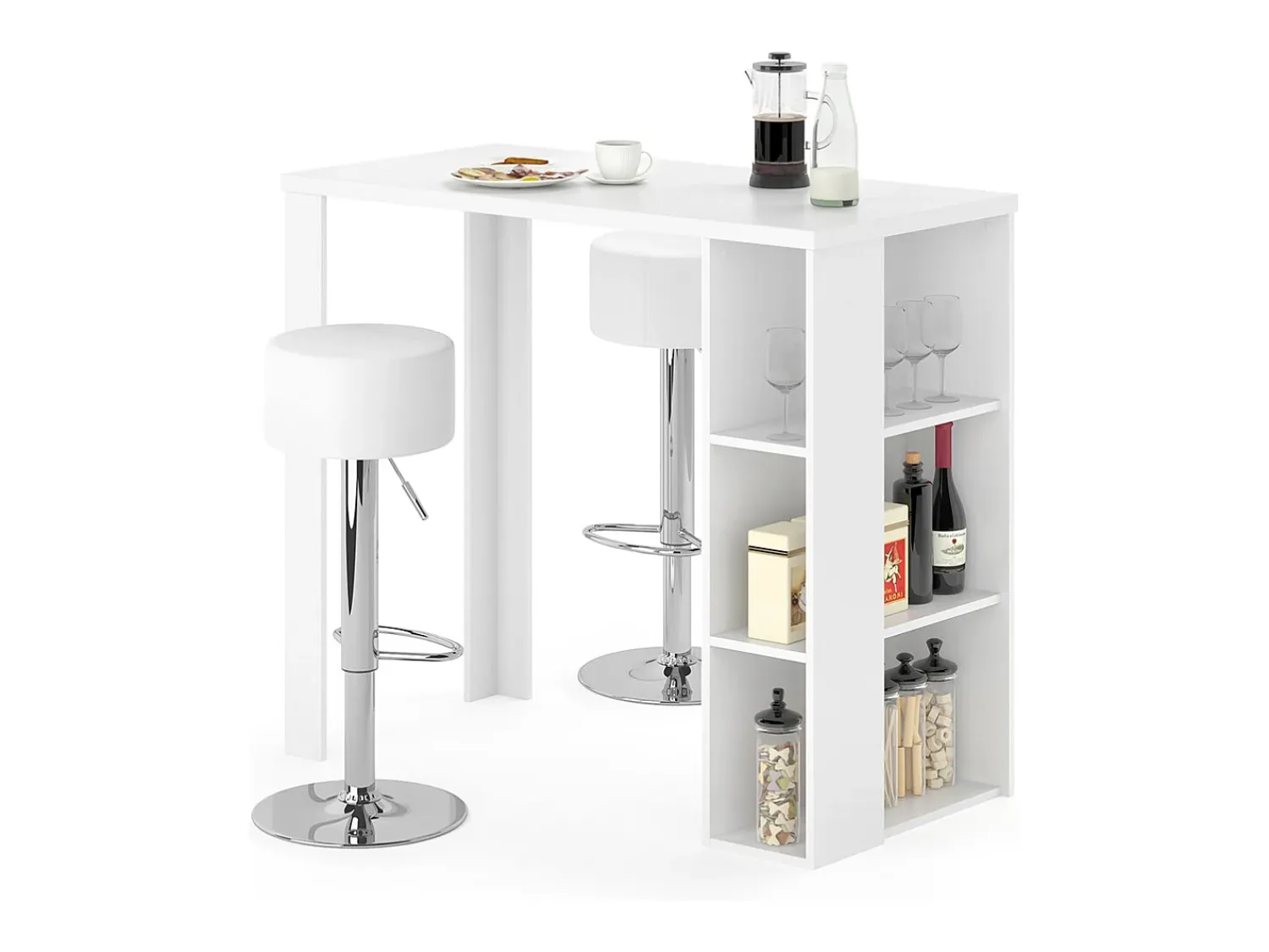 Hot Vicco Conjunto de mesa de bar 120x60x105.6 noel Branco