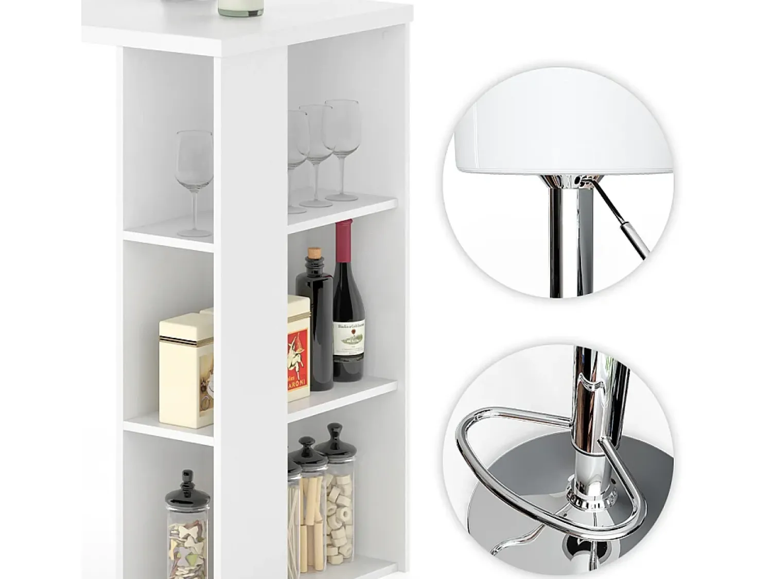 Hot Vicco Conjunto de mesa de bar 120x60x105.6 noel Branco