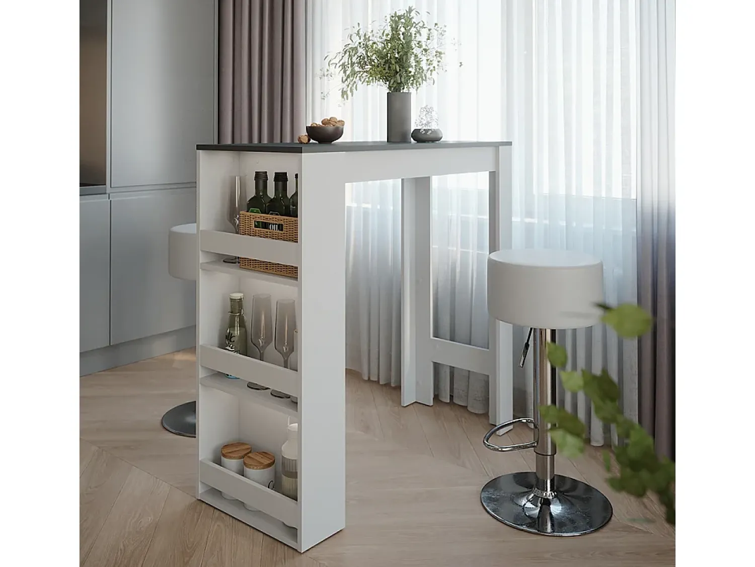 Móvel De Bar*Vicco Conjunto de mesa de bar branco/antracite 45x110x106 repose Cinza antracite