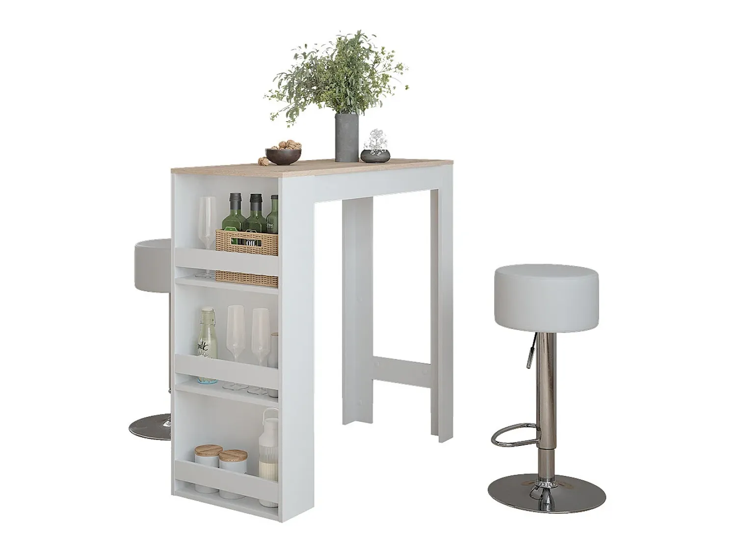 Móvel De Bar|Vicco Conjunto de mesa de bar /sonoma 45x110x106 repose Branco