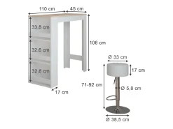 Móvel De Bar|Vicco Conjunto de mesa de bar /sonoma 45x110x106 repose Branco