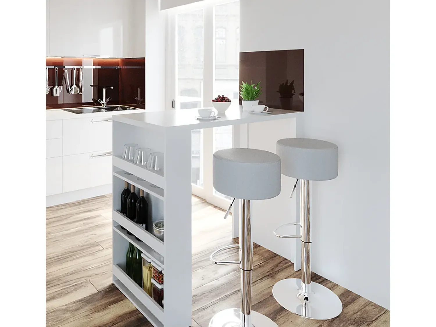 Móvel De Bar|Vicco Conjunto de mesa de bar 57x117x106 Branco
