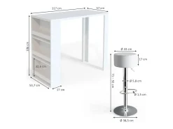 Móvel De Bar|Vicco Conjunto de mesa de bar 57x117x106 Branco