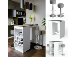 Móvel De Bar|Vicco Conjunto de mesa de bar branco/antracite 115x50x104.6 ross Cinza antracite
