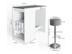 Móvel De Bar|Vicco Conjunto de mesa de bar branco/antracite 115x50x104.6 ross Cinza antracite