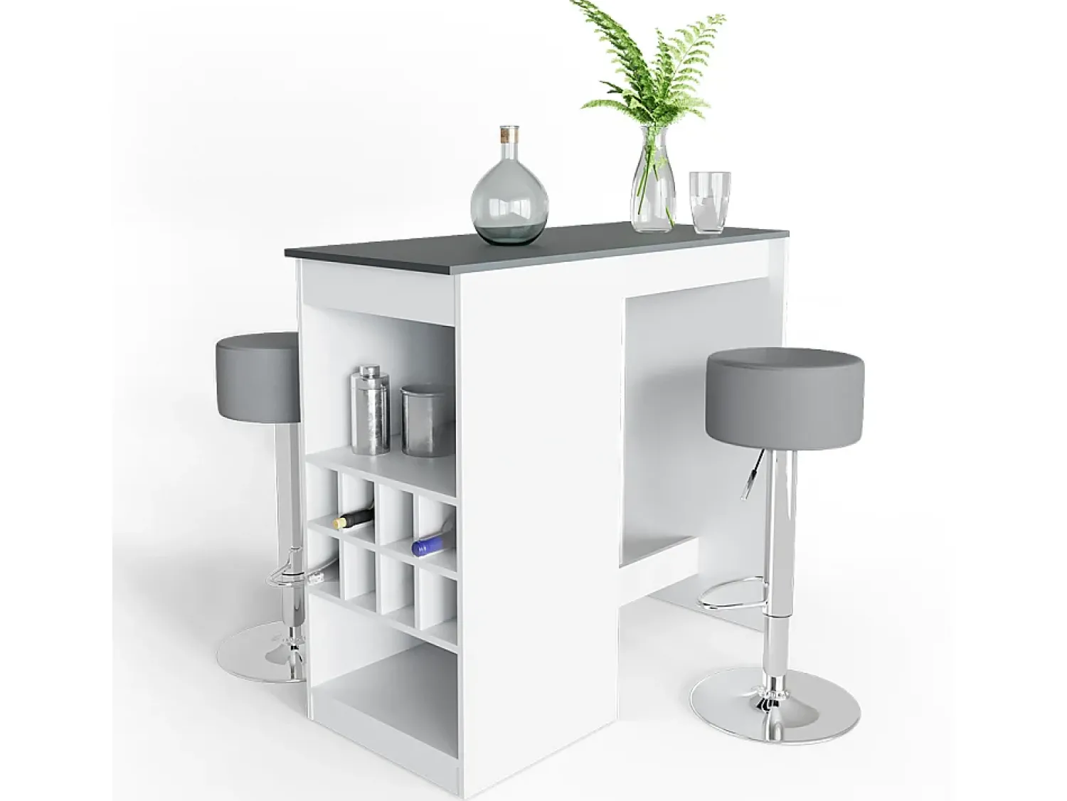 Móvel De Bar|Vicco Conjunto de mesa de bar branco/antracite 115x50x104.6 ross Cinza antracite