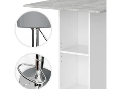Móvel De Bar*Vicco Conjunto de mesa de bar betão 70x70x109 rodeo Cinzento claro