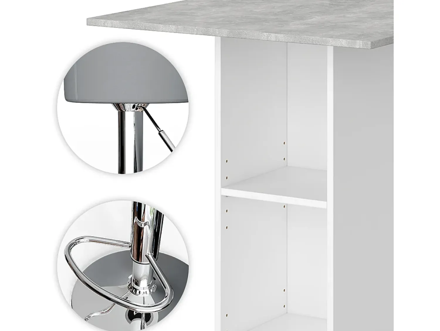Móvel De Bar*Vicco Conjunto de mesa de bar betão 70x70x109 rodeo Cinzento claro