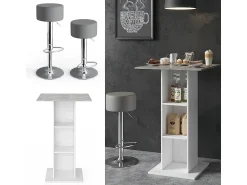Móvel De Bar*Vicco Conjunto de mesa de bar betão 70x70x109 rodeo Cinzento claro