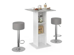 Móvel De Bar*Vicco Conjunto de mesa de bar betão 70x70x109 rodeo Cinzento claro