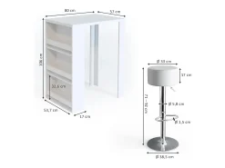 Vicco Conjunto de mesa de bar 57x80x106^ Móvel De Bar