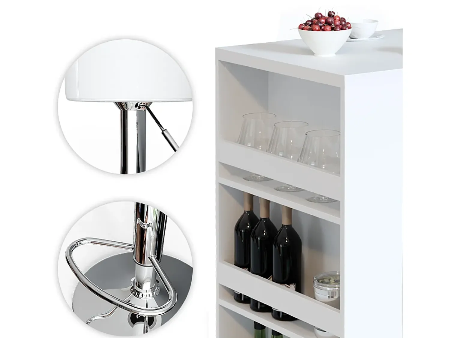 Vicco Conjunto de mesa de bar 57x80x106^ Móvel De Bar