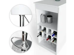 Móvel De Bar*Vicco Conjunto de mesa de bar 115x50x104.6 ross Branco