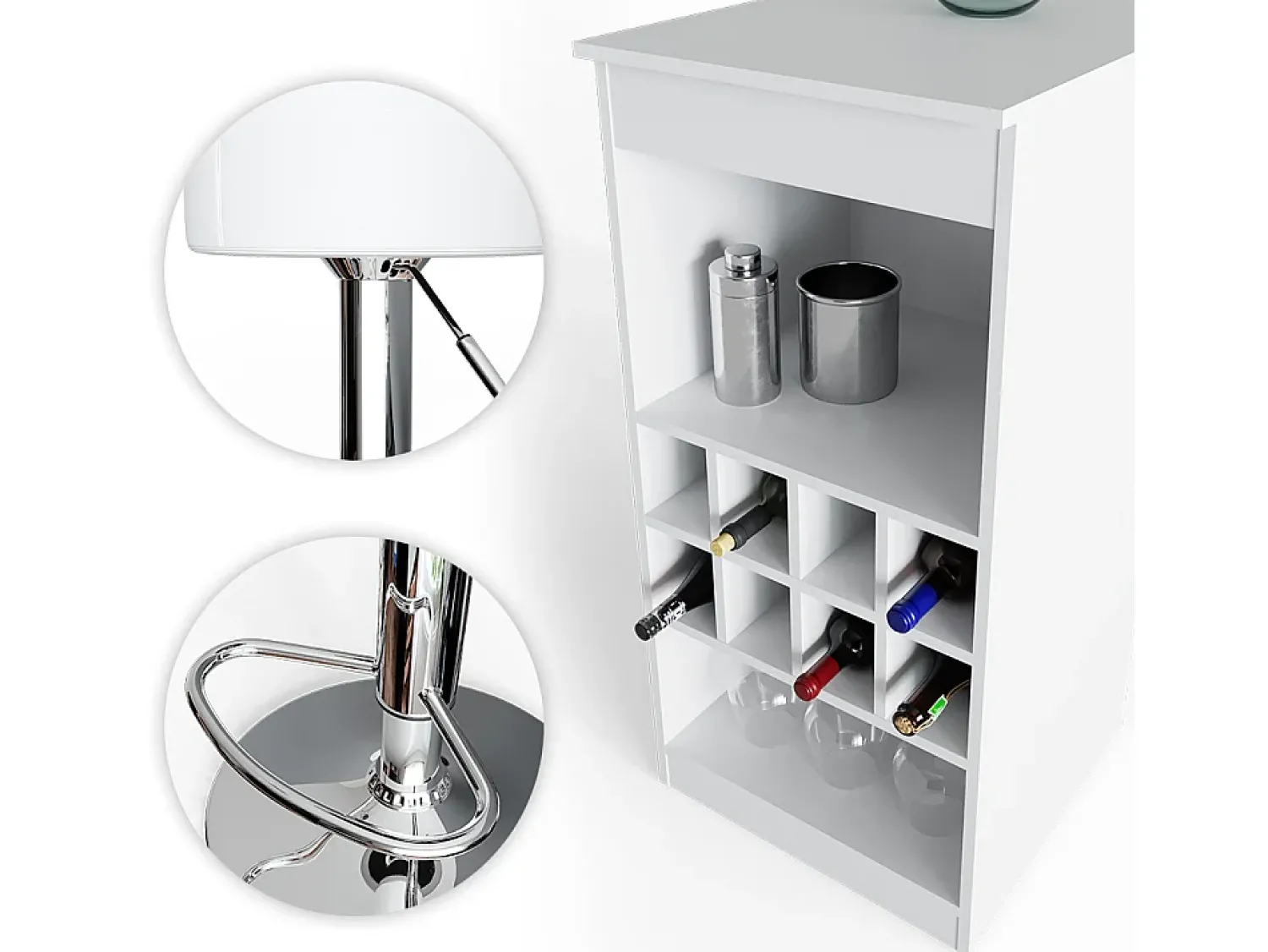 Móvel De Bar*Vicco Conjunto de mesa de bar 115x50x104.6 ross Branco