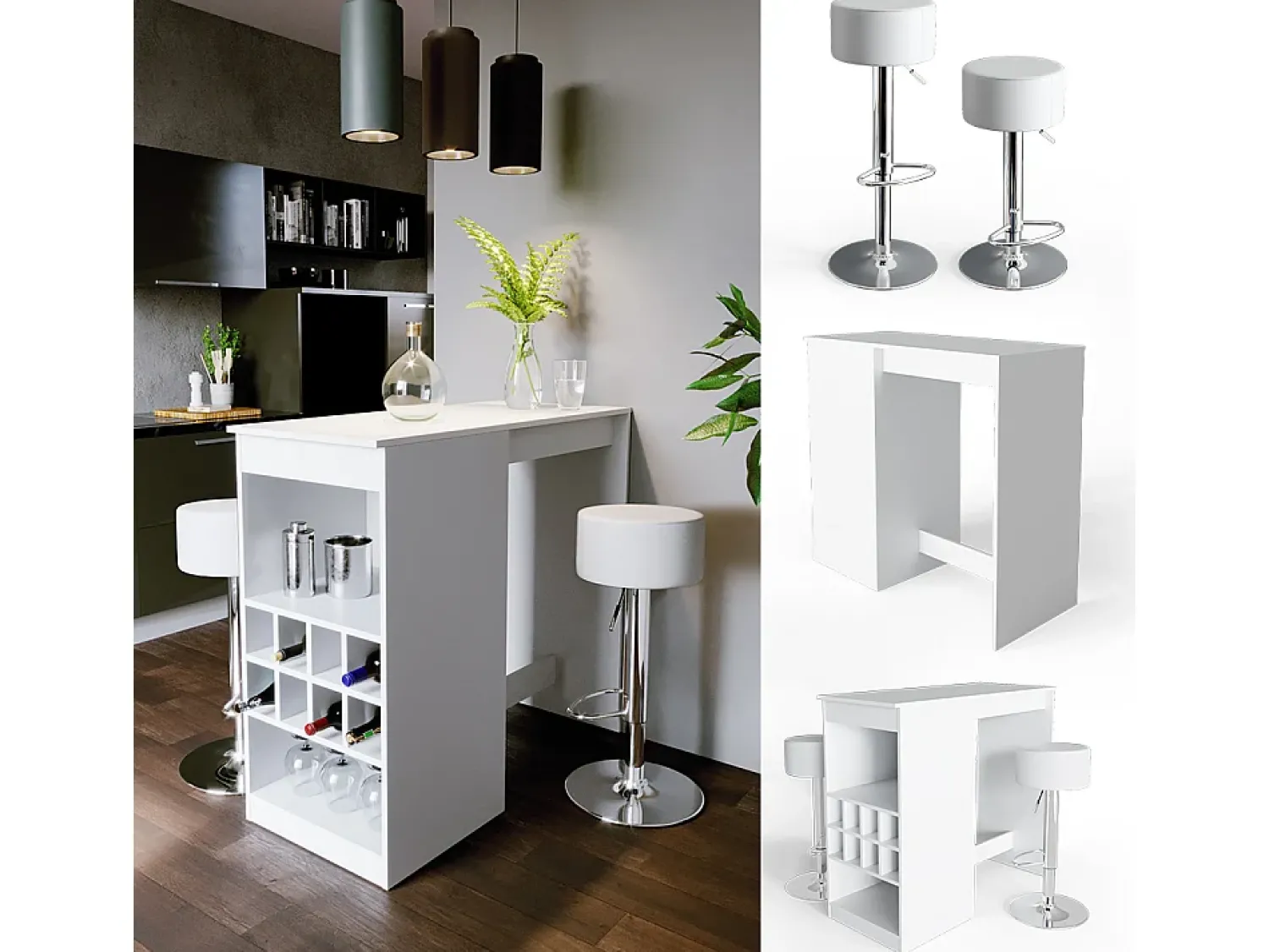 Móvel De Bar*Vicco Conjunto de mesa de bar 115x50x104.6 ross Branco