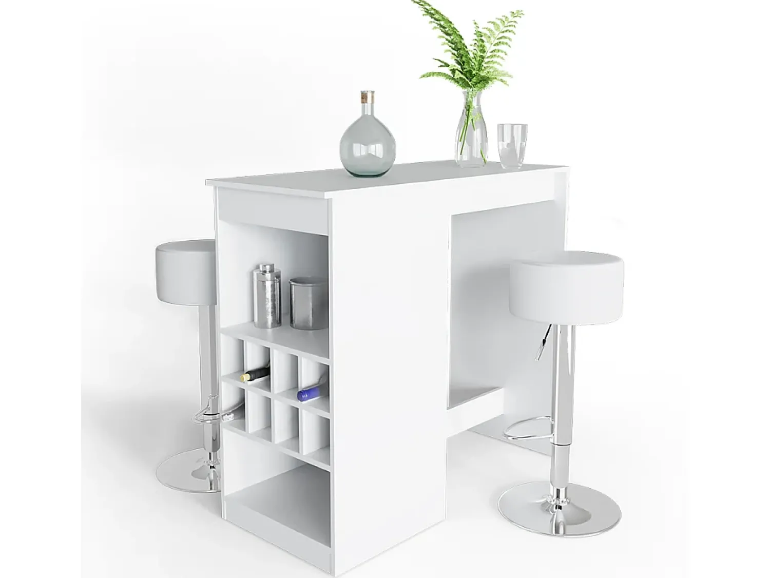 Móvel De Bar*Vicco Conjunto de mesa de bar 115x50x104.6 ross Branco