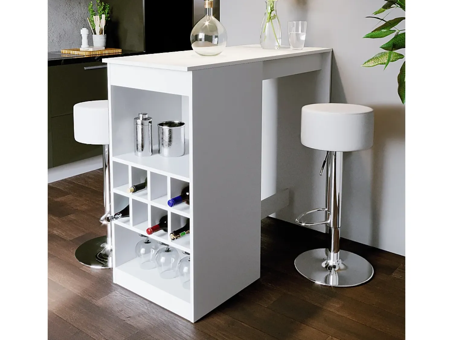 Móvel De Bar*Vicco Conjunto de mesa de bar 115x50x104.6 ross Branco