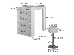 Móvel De Bar|Vicco Conjunto de mesa de bar /sonoma 67x100x106 repose Branco